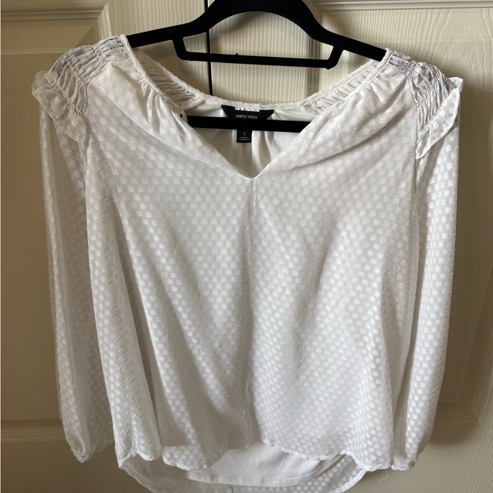 Simply Vera Vera Wang Textured White Blouse